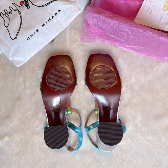 nib Chie Mihara ‘Pinyata Blue’ Metallic Sandal Heels size 8.5 - Picture 6 of 9